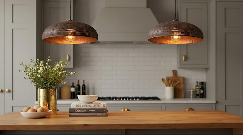 Trio Hammered Copper Pendants