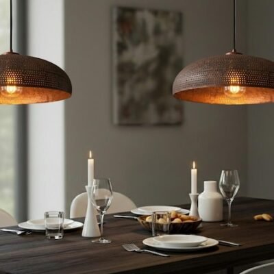 Trio Hammered Copper Pendants