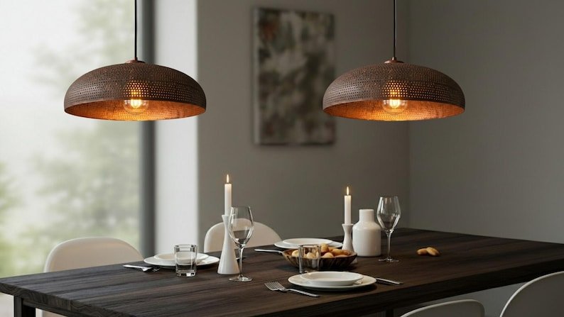 Trio Hammered Copper Pendants