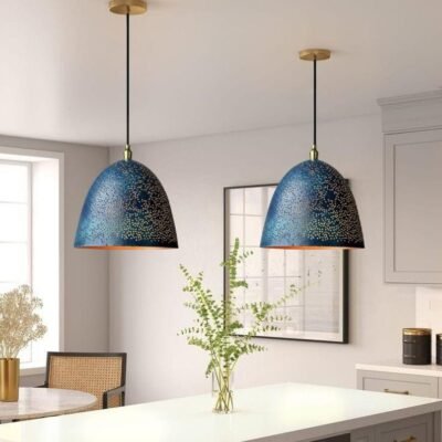 Midnight Blue Pierced Brass Pendant