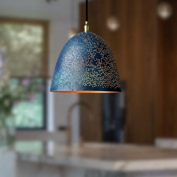 brass3 (2) Midnight Blue Pierced Brass Pendant