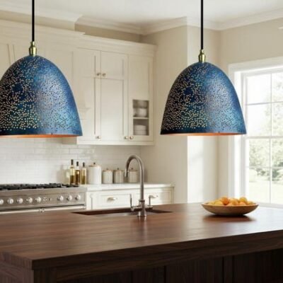 Midnight Blue Pierced Brass Pendant