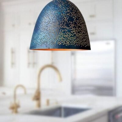 Midnight Blue Pierced Brass Pendant