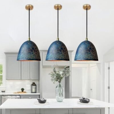 Midnight Blue Pierced Brass Pendant