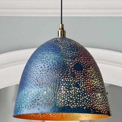 Midnight Blue Pierced Brass Pendant