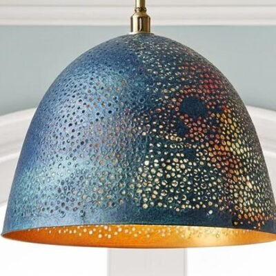 Midnight Blue Pierced Brass Pendant