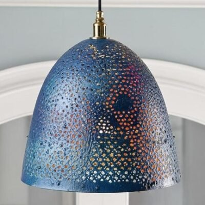 Midnight Blue Pierced Brass Pendant