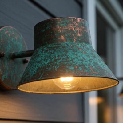 Rustic Patina Copper Light Fixture