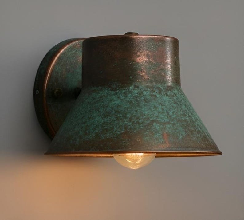 Rustic Patina Copper Light Fixture