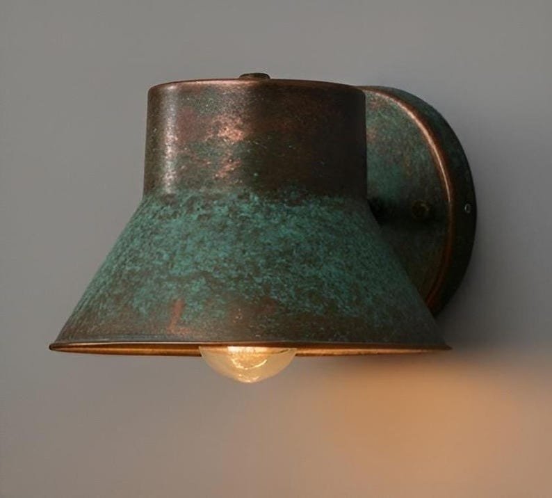 Rustic Patina Copper Light Fixture