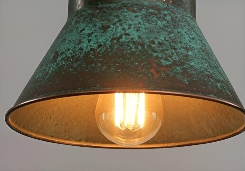 Rustic Patina Copper Light Fixture