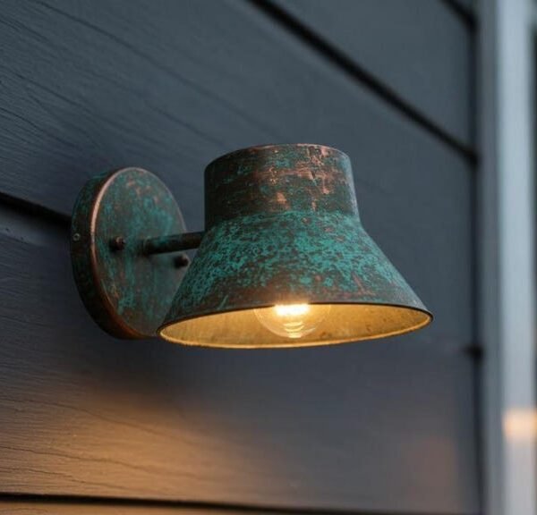 Rustic Patina Copper Light Fixture