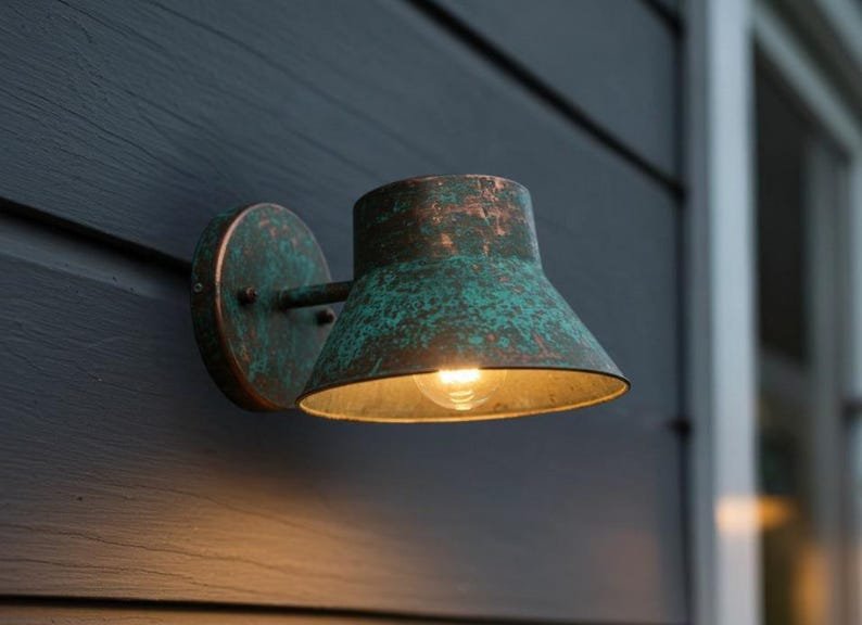 Rustic Patina Copper Light Fixture