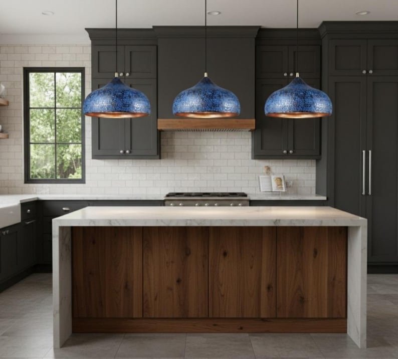 brass5 (2) Sapphire Patina Brass Hanging Light