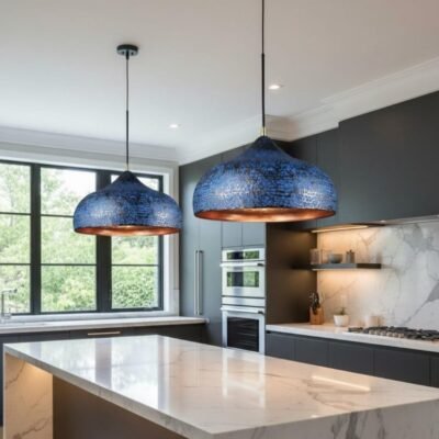 brass5 (7) Sapphire Patina Brass Hanging Light