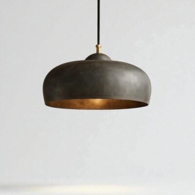 Modern Black & Brass Dome Pendant Light