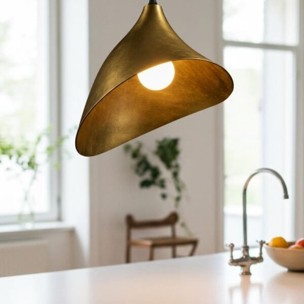 Modern Brass Hanging Light  Artisan Cone Ceiling Lamp
