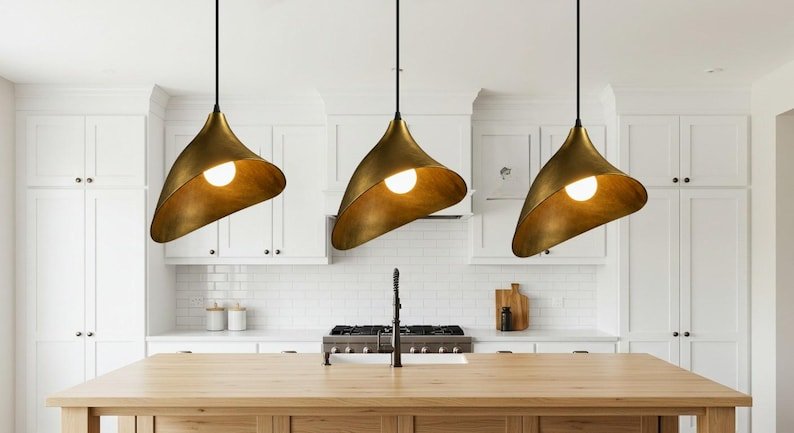 brass6 (3) Modern Brass Hanging Light Artisan Cone Ceiling Lamp