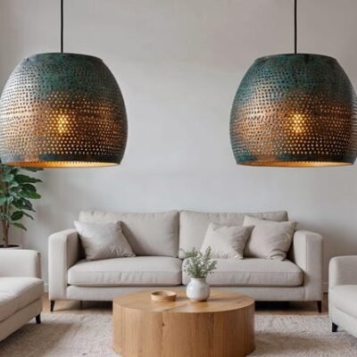 Sea-Patina Pierced Brass Pendant