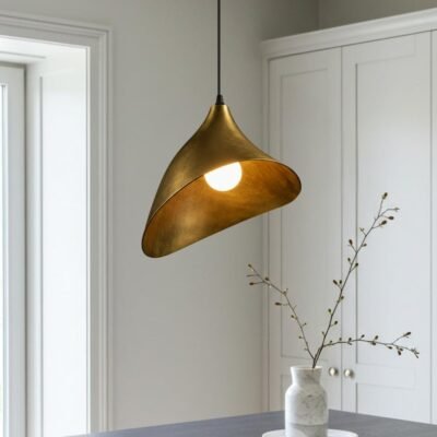 brass6 (4) Modern Brass Hanging Light Artisan Cone Ceiling Lamp