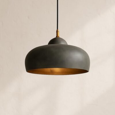 Modern Black & Brass Dome Pendant Light