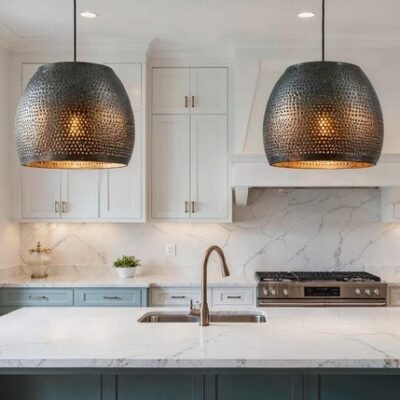 Sea-Patina Pierced Brass Pendant