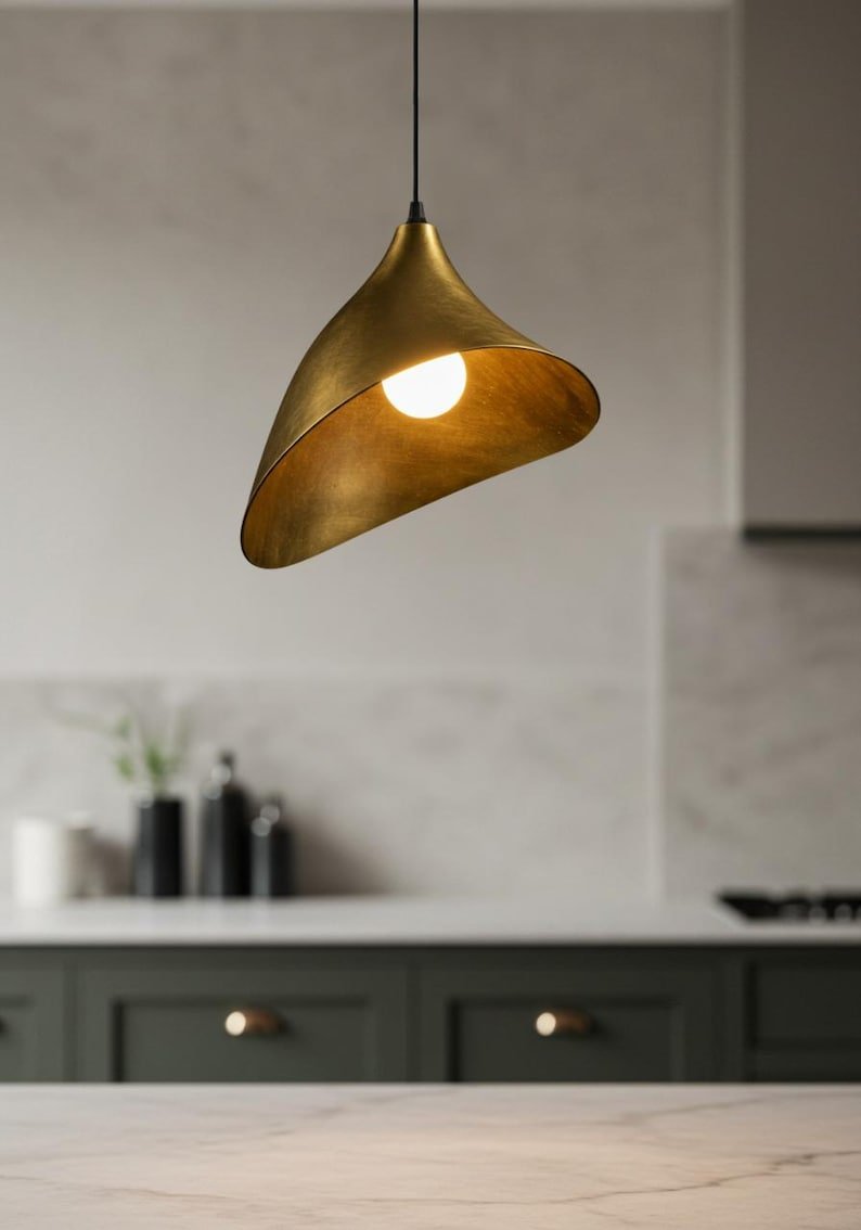 brass6 (5) Modern Brass Hanging Light Artisan Cone Ceiling Lamp