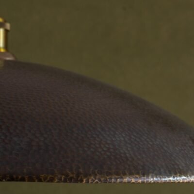 Wide Hammered Brass Disc Pendant Light