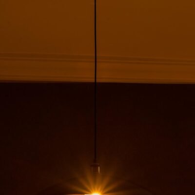 Wide Hammered Brass Disc Pendant Light