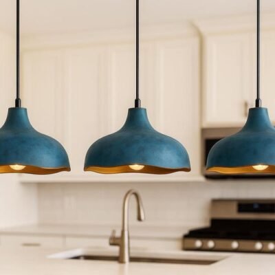 Blue Patina Brass Pendant Light