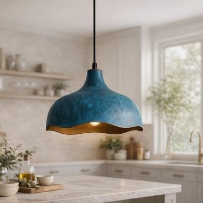 Ocean-Blue Wave Pendant  Coastal Modern Glow