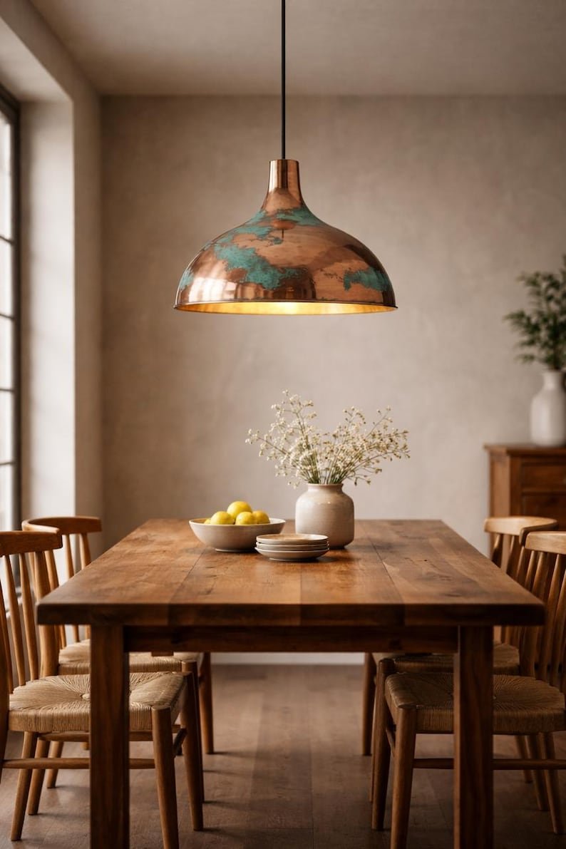 il_794xN.7525693198_p6jp Verdigris Copper Dome Pendant Light