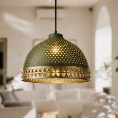 il_794xN.7779337959_t1wg Moroccan Perforated Brass Dome Pendant Light (Green Patina)