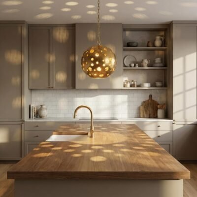 Moroccan Hand-Hammered Brass Globe Pendant Light