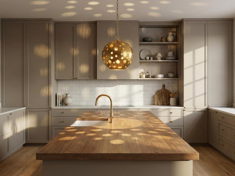 Moroccan Hand-Hammered Brass Globe Pendant Light