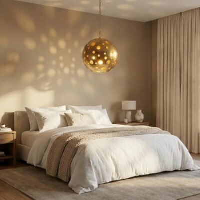 Moroccan Hand-Hammered Brass Globe Pendant Light