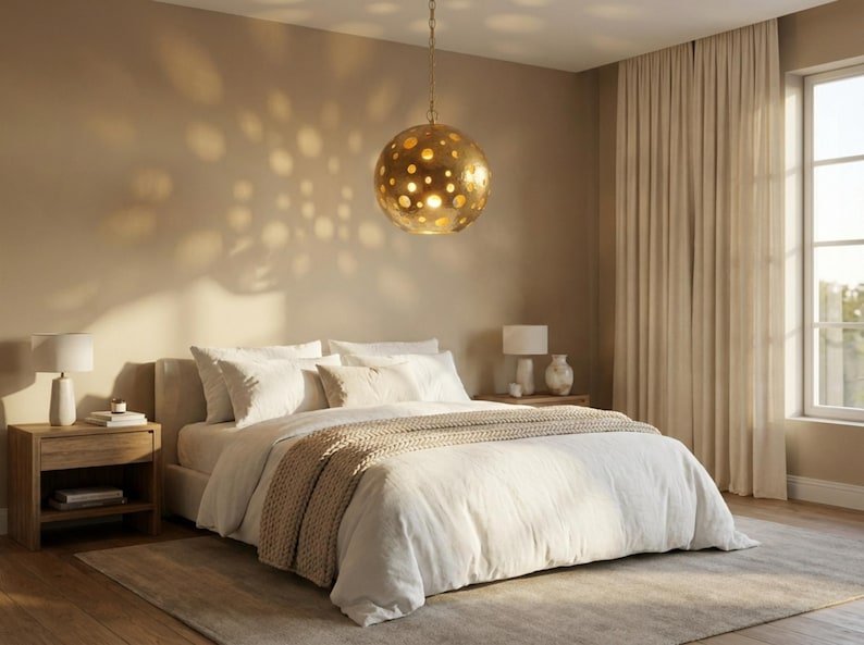 Moroccan Hand-Hammered Brass Globe Pendant Light