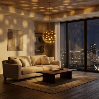 Moroccan Hand-Hammered Brass Globe Pendant Light