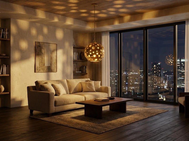 Moroccan Hand-Hammered Brass Globe Pendant Light