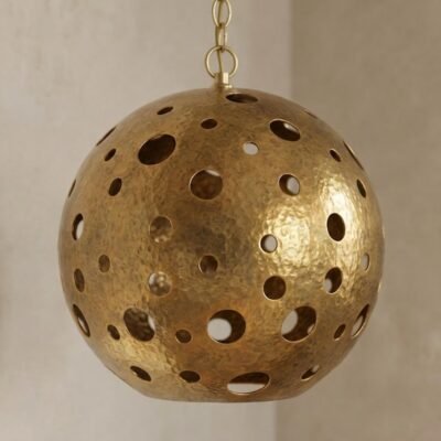Moroccan Hand-Hammered Brass Globe Pendant Light