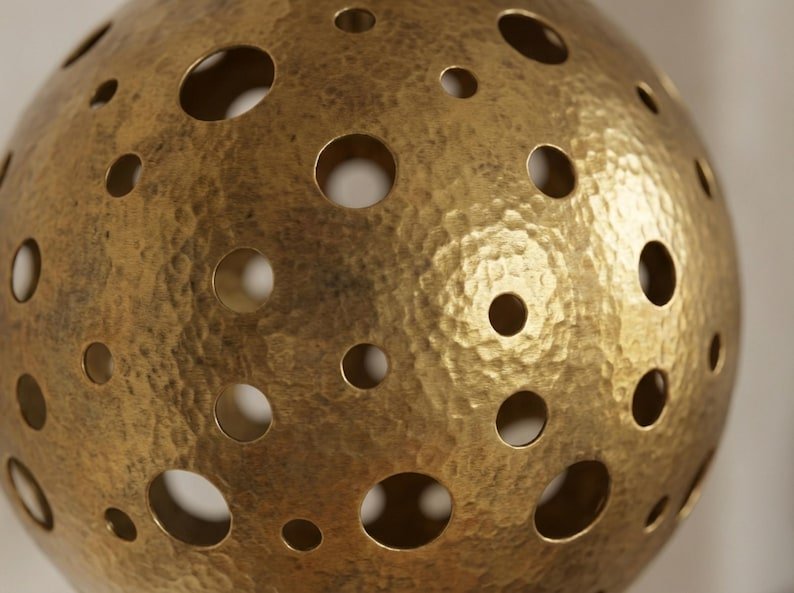 Moroccan Hand-Hammered Brass Globe Pendant Light