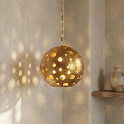 Moroccan Hand-Hammered Brass Globe Pendant Light