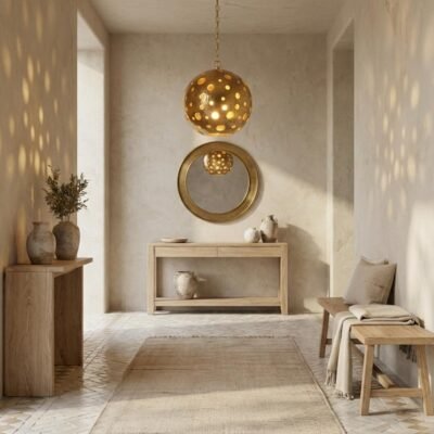 Moroccan Hand-Hammered Brass Globe Pendant Light