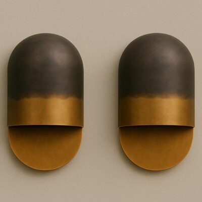 Modern Two Tone Brass Wall Sconce (Black & Gold)