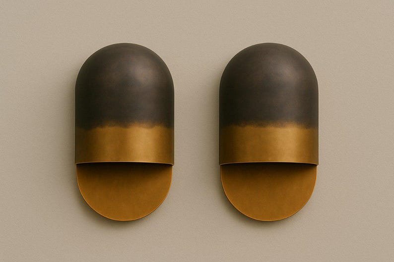 Modern Two Tone Brass Wall Sconce (Black & Gold)