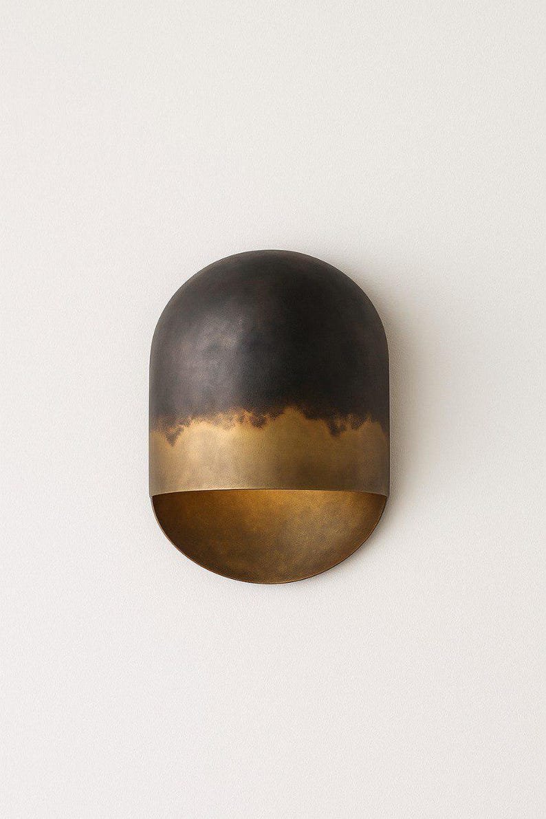 Modern Two Tone Brass Wall Sconce (Black & Gold)