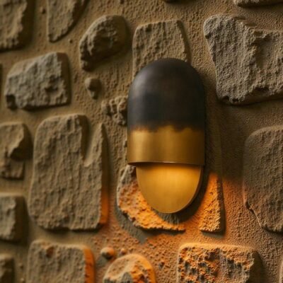 Modern Two Tone Brass Wall Sconce (Black & Gold)