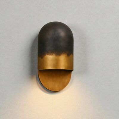 Modern Two Tone Brass Wall Sconce (Black & Gold)