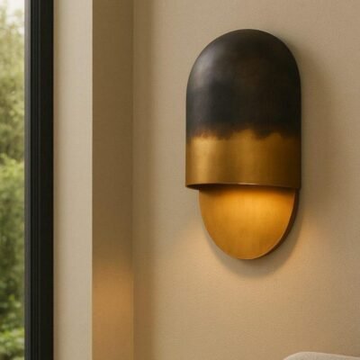 Modern Two Tone Brass Wall Sconce (Black & Gold)