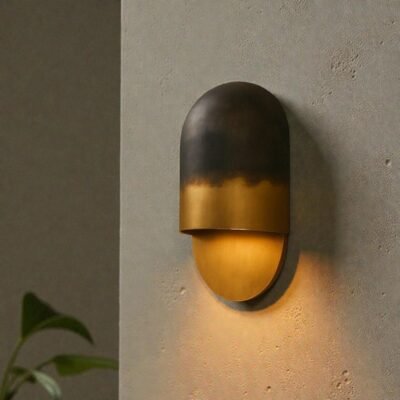 Modern Two Tone Brass Wall Sconce (Black & Gold)
